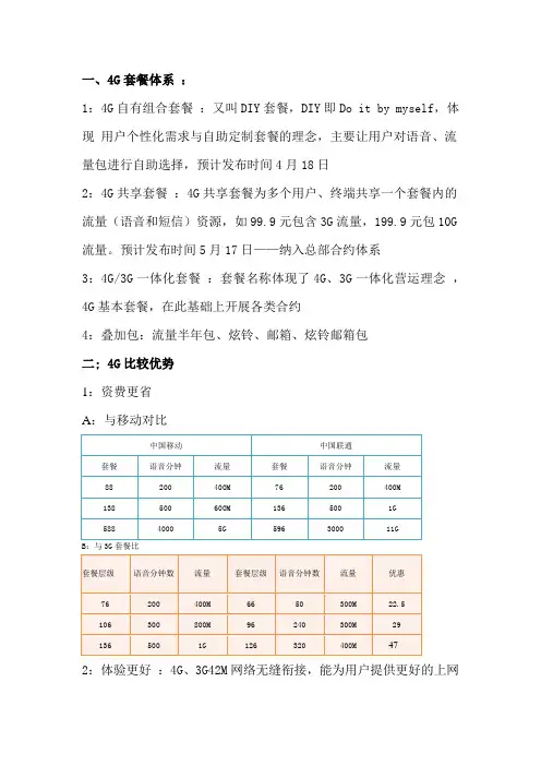 4G优势和资费