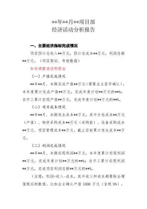 公司项目经营活动分析报告格式