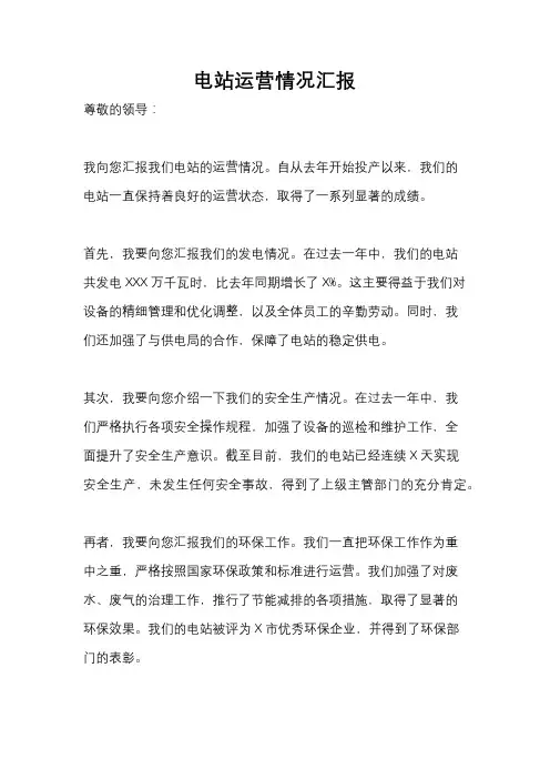 电站运营情况汇报
