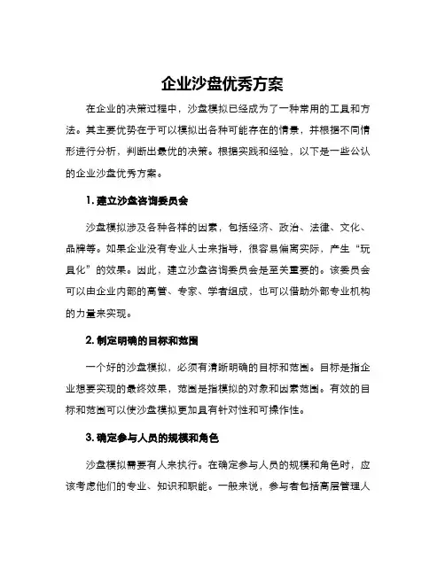 企业沙盘优秀方案