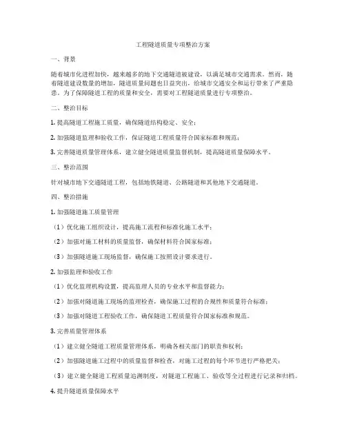 工程隧道质量专项整治方案