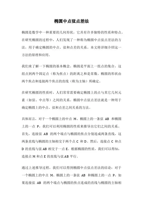 椭圆中点弦点差法