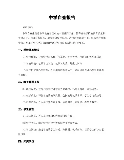 中学自查报告