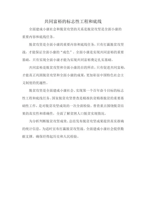 共同富裕的标志性工程和底线