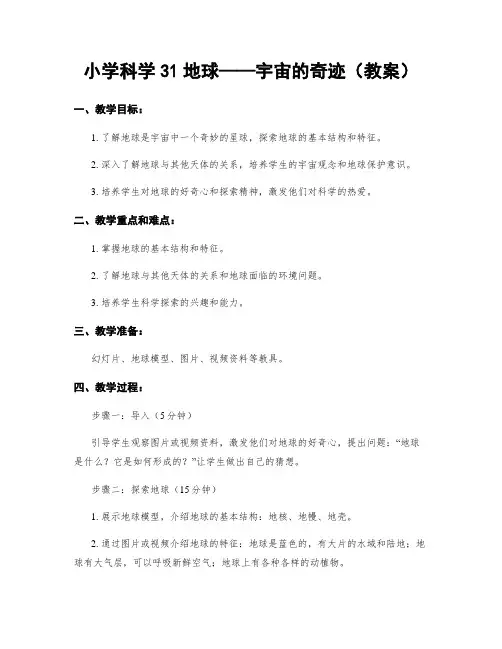 小学科学31地球——宇宙的奇迹(教案)