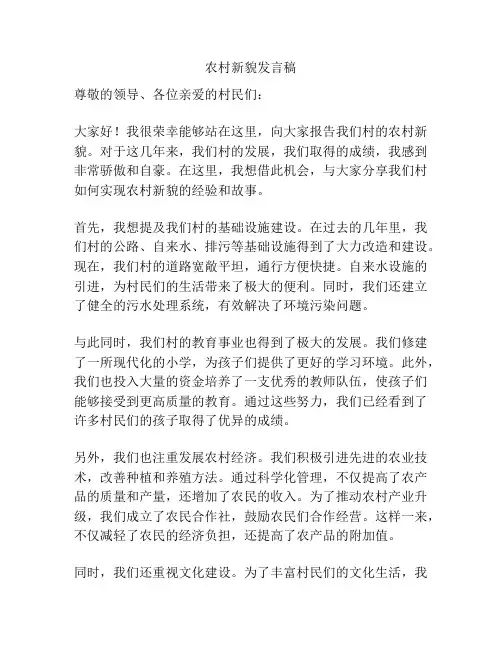 农村新貌发言稿