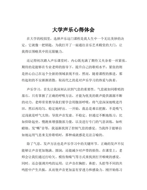 大学声乐心得体会