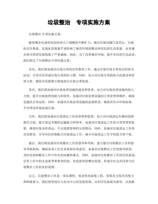 垃圾整治  专项实施方案