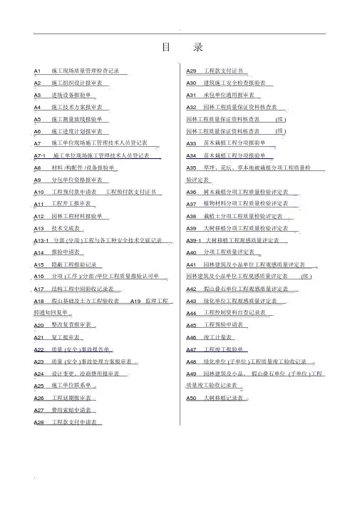 新版园林绿化工程施工全套表格