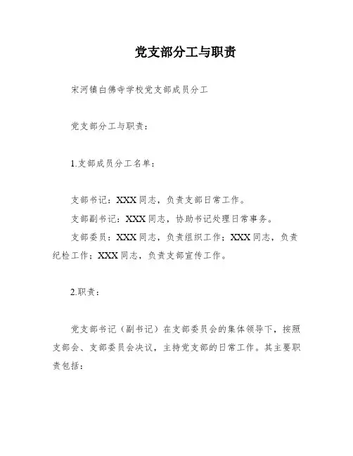 党支部分工与职责