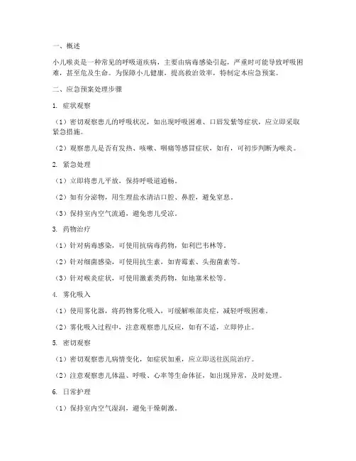 小儿喉炎应急预案处理