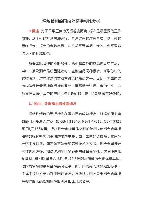 焊缝检测的国内外标准对比分析