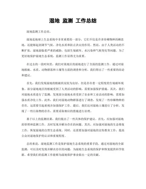 湿地 监测 工作总结
