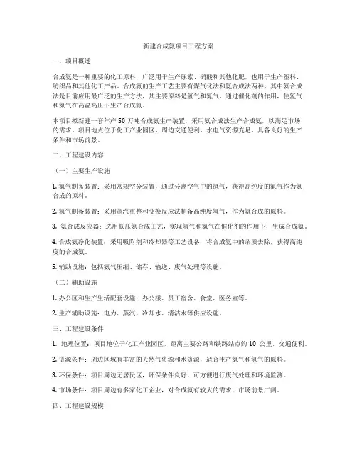 新建合成氨项目工程方案