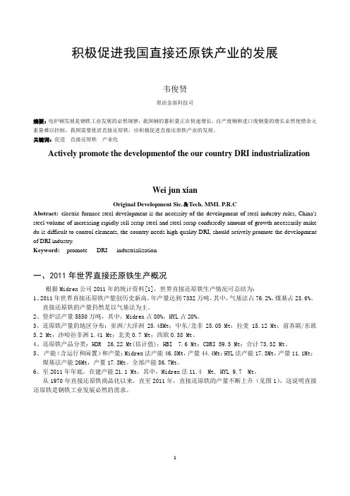 积极促进我国直接还原铁产业的发展