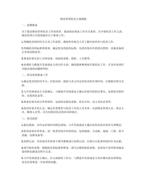 物业管理收房方案模板