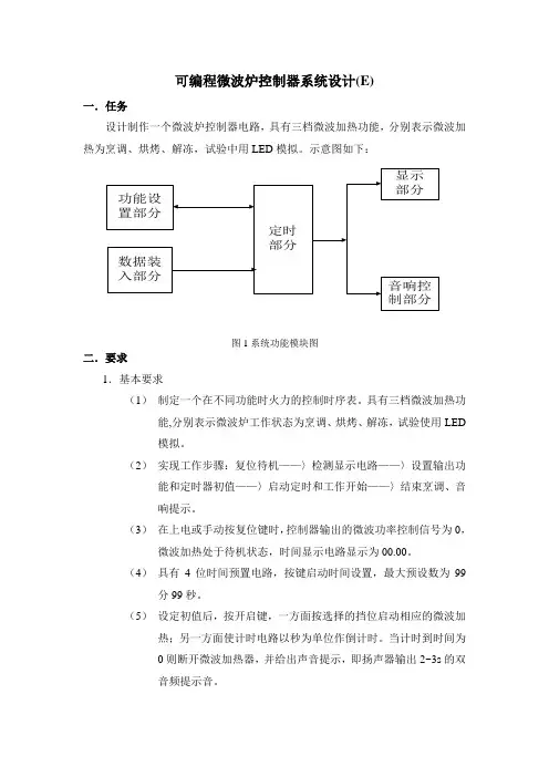可编程微波炉控制器系统设计E