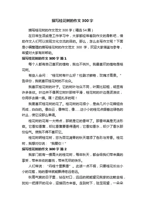 描写桂花树的作文范文300字（精选54篇）