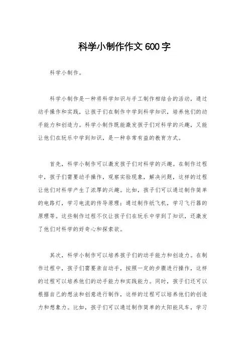 科学小制作作文600字