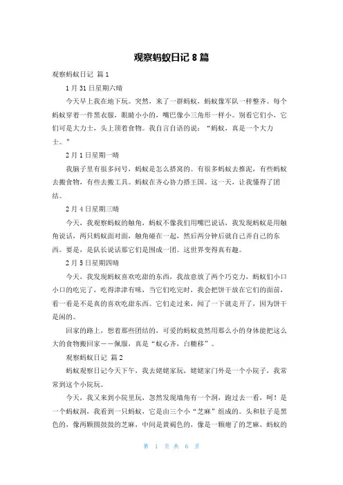 观察蚂蚁日记8篇