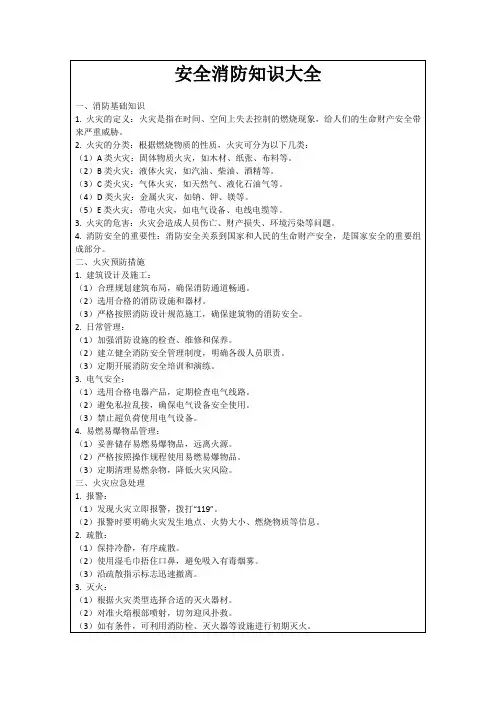 安全消防知识大全