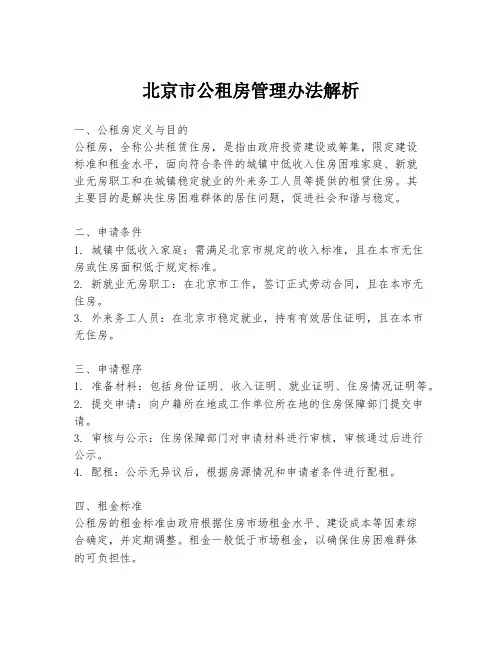 北京市公租房管理办法解析