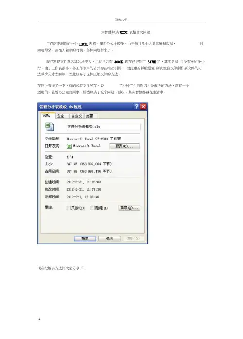大智慧解决EXCEL表格变大问题