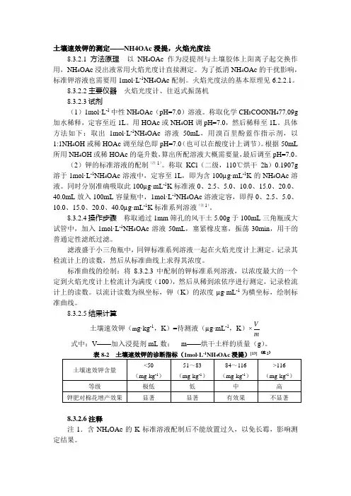 土壤速效钾的测定——NH4OAc浸提,火焰光度法