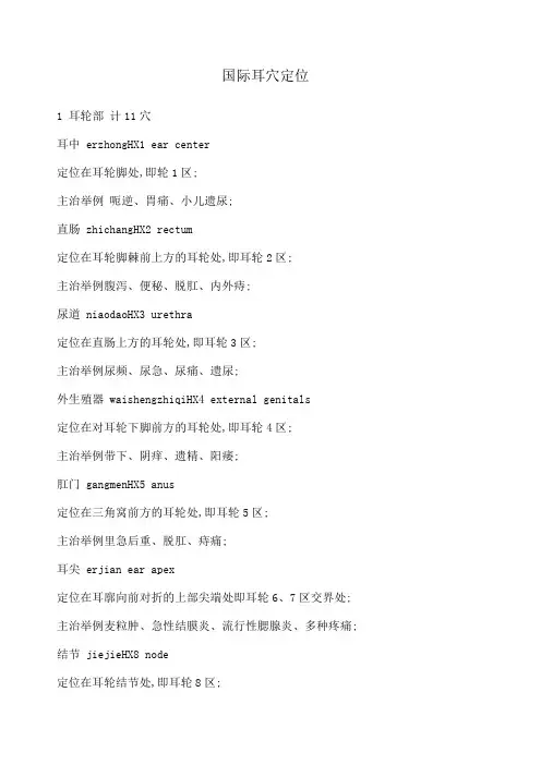 国际耳穴定位