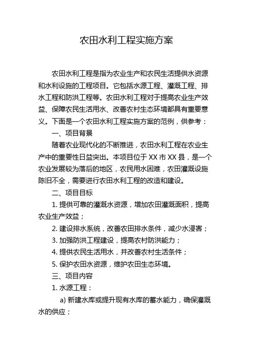 农田水利工程实施方案