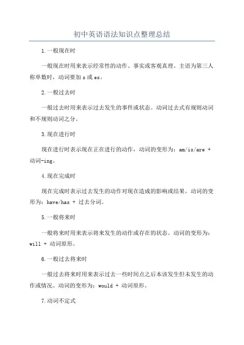 初中英语语法知识点整理总结