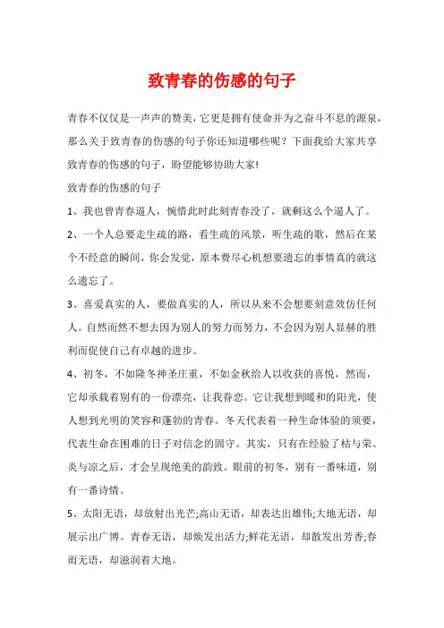 致青春的伤感的句子