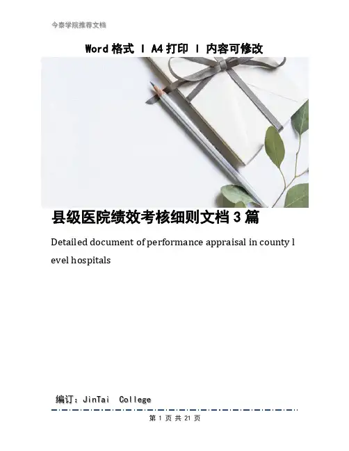 县级医院绩效考核细则文档3篇