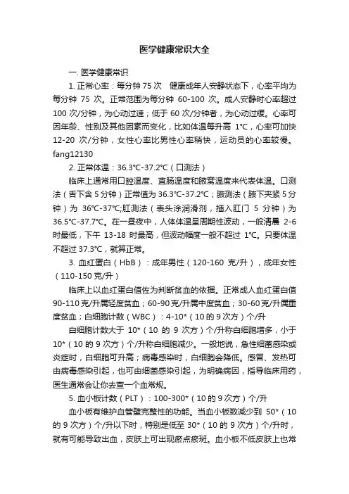 医学健康常识大全