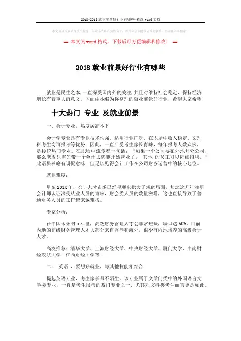 2018-2018就业前景好行业有哪些-精选word文档 (6页)