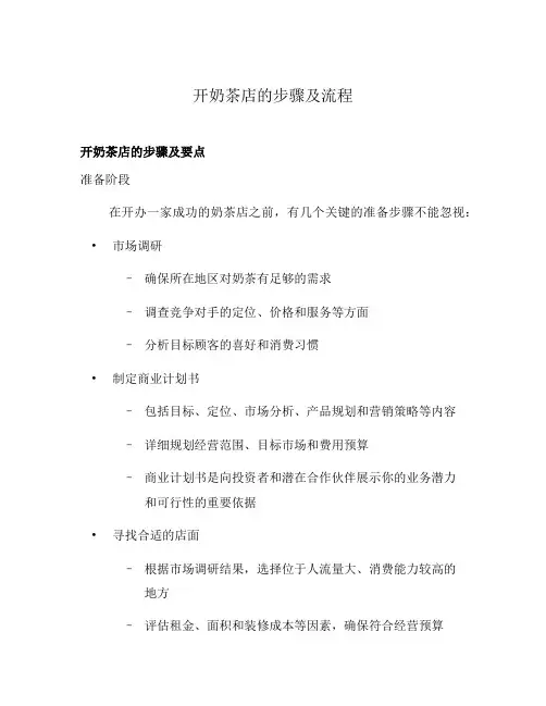 开奶茶店的步骤及流程