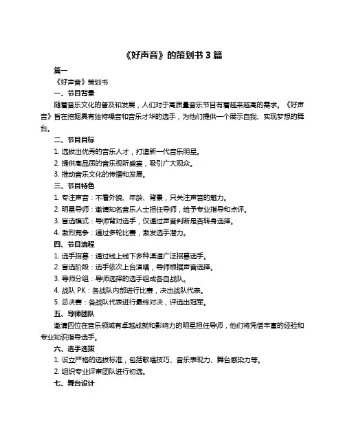 《好声音》的策划书3篇