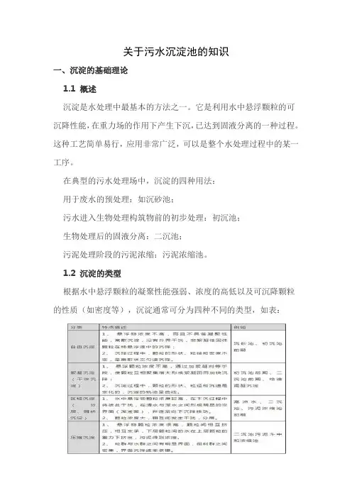 关于污水沉淀池的知识