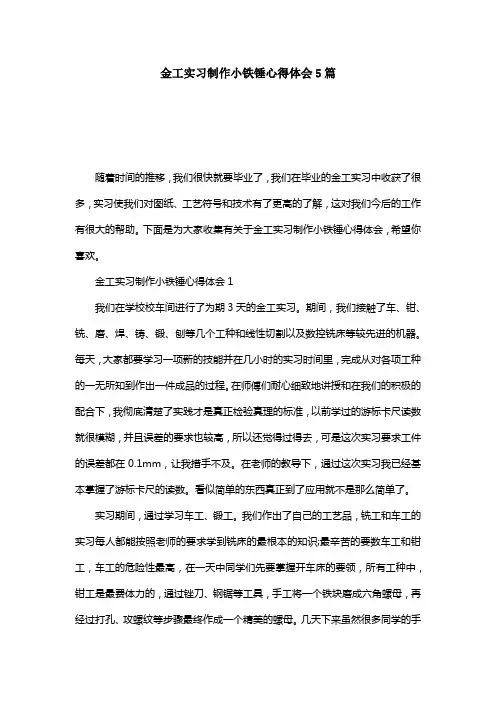 金工实习制作小铁锤心得体会5篇