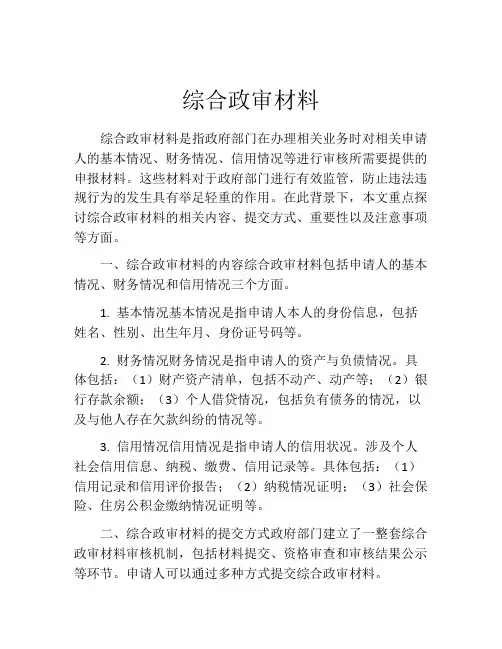 综合政审材料