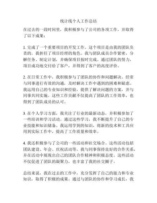 统计线个人工作总结