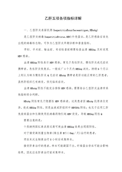 乙肝五项各项指标详解