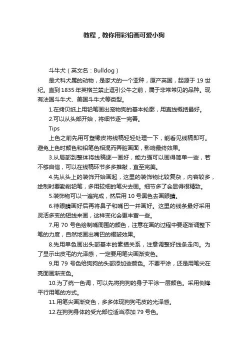 教程，教你用彩铅画可爱小狗