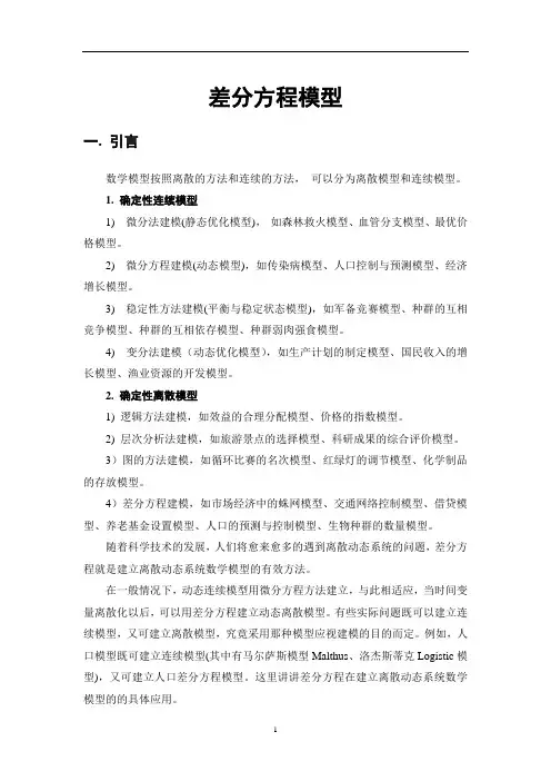 (完整版)差分方程模型(讲义)