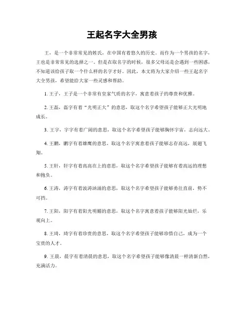王起名字大全男孩