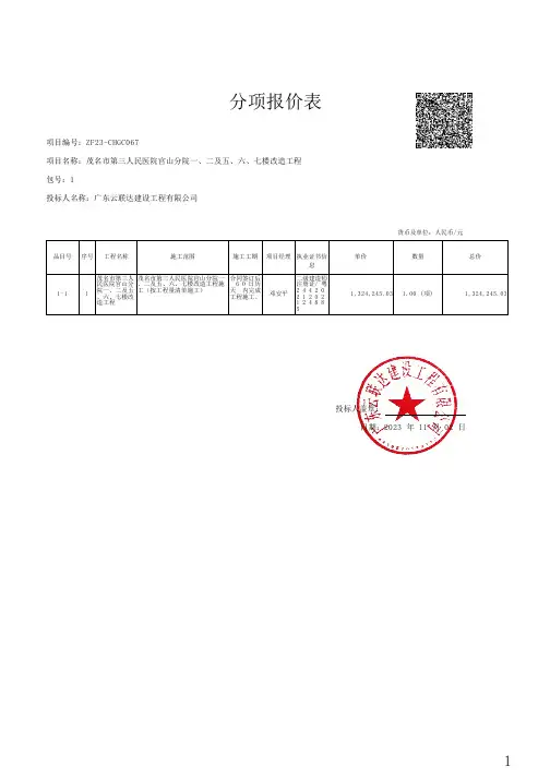 分项报价表