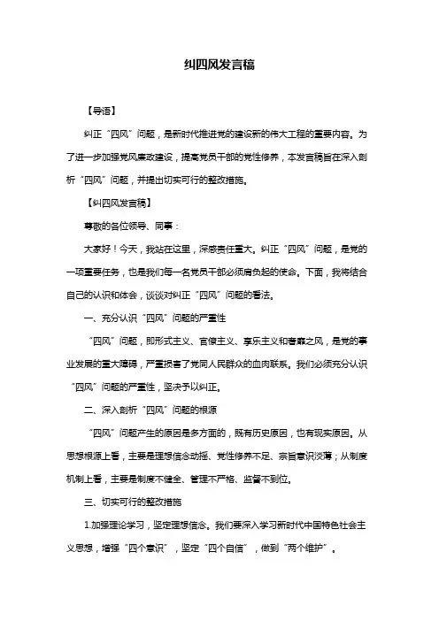 纠四风发言稿