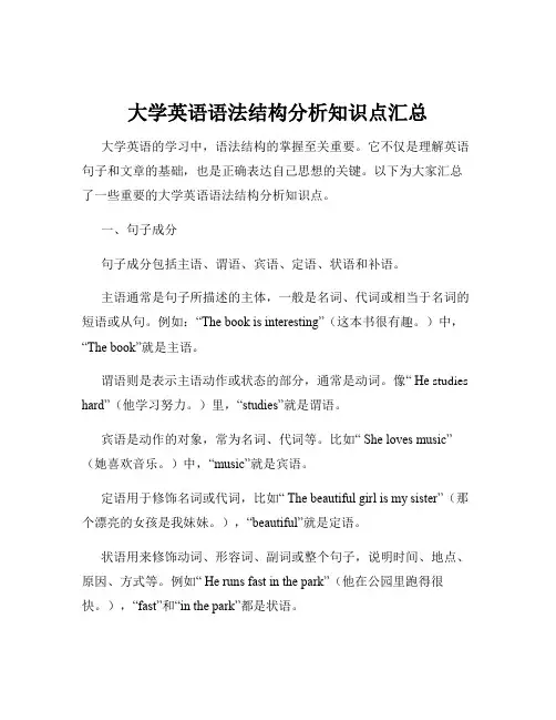 大学英语语法结构分析知识点汇总