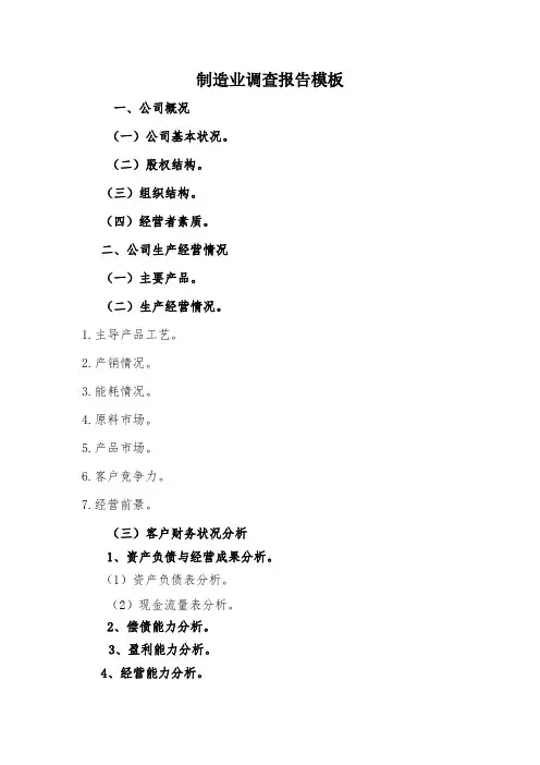 制造业调查报告模板