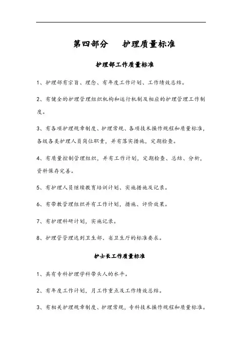 2017年护理高质量实用标准化及职业素质管理系统实用标准化